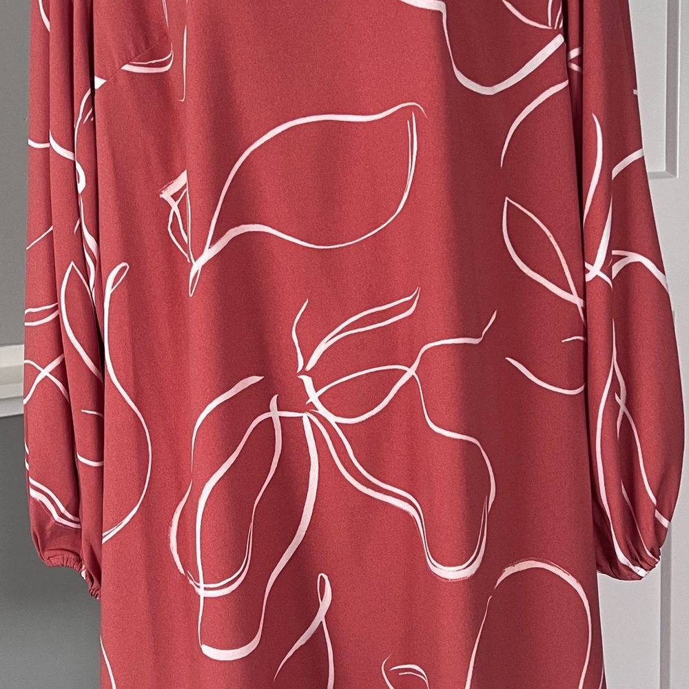 A New Day Orange and White Bishop Sleeve A-Line Dress